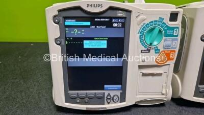 2 x Philips Heartstart MRx Defibrillators (Both Power Up with Stock Module, Stock Module Not Included) Including ECG and Printer Options - 3