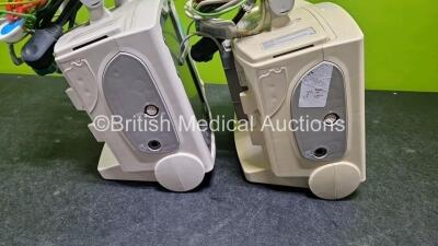 2 x Philips Heartstart MRx Defibrillators (Both Power Up with Stock Module, Stock Module Not Included) Including ECG and Printer Options with 2 x 3 Lead ECG Leads and 2 x Paddle Leads - 4