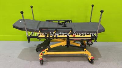 Stryker 6650 Power Pro TL Electric Ambulance Stretcher with Mattress (Damaged) Battery (Flat) and Straps (Powers Up with Donor Battery)