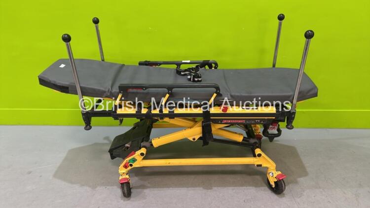 Stryker 6650 Power Pro TL Electric Ambulance Stretcher with Mattress (Damaged) Battery (Flat) and Straps (Powers Up with Donor Battery)