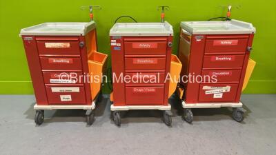 3 x francehopital Crash Trolleys