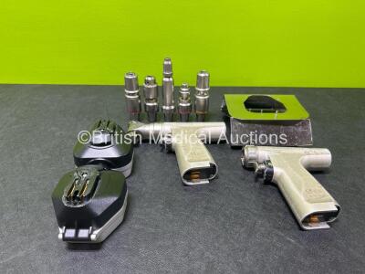 Job Lot Including 2 x desoutter Medical Multidrive Handpieces, 1 x desoutter Medical Ref 12900 Attachment, 1 x desoutter Medical DX-600 Drill Ref 11730 Attachment, 1 x desoutter Medical AO Reamer RX-600 Ref 11820, 1 x desoutter Medical Recip Saw CX-650 Re