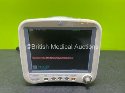 GE Dash 4000 Patient Monitor (Powers Up) Including ECG, NBP, SpO2, BP1, BP2, Temp/CO and CO2 Options *SN SHQ11362517SA*