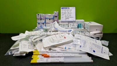 Job Lot of Medical Consumables Including Bard Mucus Specimen Trap, Arrow Multi-Lumen Central Venous Catheterization Set, Prosys All-Silicone Foley Catheter, Covidien Argyle Trocar Catheter, Stimuplex A Insulated Needle, Rocket Medical Rocket Spinal Manome