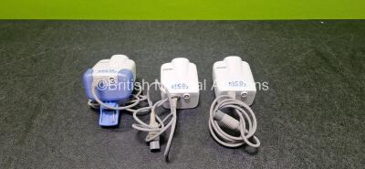 3 x Philips Microstream 2 Micropod etCO2 Sensor Capnography Units (1 x Damaged Casing - See Photo) *SN S133500185 / S133500190 / S133500157*