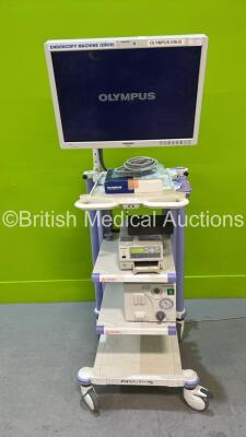 Olympus Stack Trolley with Olympus OEV261H Monitor, Olympus KV-5 Suction Unit , 1 x Olympus UM-S20-17S Miniature Probe and 1 x Sony Printer (All Power Up) *21309660 / 213080300 / 59081 / 7351812*