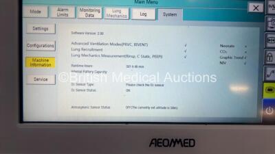 Aeonmed VG70 Ventilator Software Version 2.00, Running Hours 501h 46m with 1 x Hose on Stand *Mfd 06-2020* (Powers Up) - 4