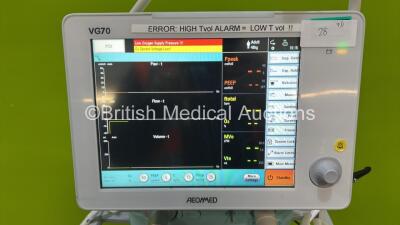 Aeonmed VG70 Ventilator Software Version 2.00, Running Hours 501h 46m with 1 x Hose on Stand *Mfd 06-2020* (Powers Up) - 6