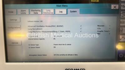 Aeonmed VG70 Ventilator Software Version 2.00, Running Hours 656h 55m with 1 x Hose on Stand *Mfd 06-2020* (Powers Up) - 4