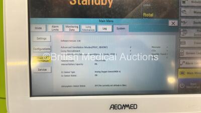 Aeonmed VG70 Ventilator Software Version 2.00, Running Hours 1185h 6m with 1 x Hose on Stand *Mfd 06-2020* (Powers Up) - 4