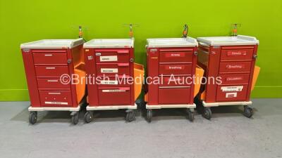 3 x francehopital Crash Trolley's and 1 x Standex Systems Crash Trolley