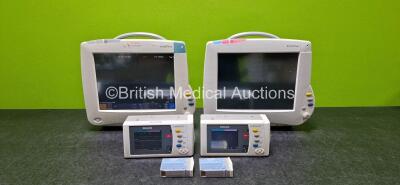 Job Lot Including 2 x Philips IntelliVue MP50 Patient Monitors (Both Power Up, 1 x Blank Screen and 1 x Missing Badge - See Photos) with 2 x Philips IntelliVue X2 M3002A Patient Monitors Including Press, Temp, NBP, SpO2 and ECG/Resp Options (Both Power Up