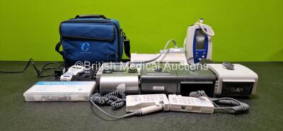 Mixed Lot Including 1 x Otoport OAE System (Powers Up) with Power Supply in Carry Case, 1 x Fluke MPS450 Multiparameter Simulator, 1 x Vitalograph Alpha (Damaged), 1 x Welch Allyn Spot Vital Signs Monitor (Powers Up), 1 x ResMed S9 Escape CPAP Unit, 1 x P