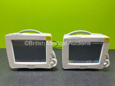 2 x Philips IntelliVue MP30 Patient Monitors (Both Power Up)