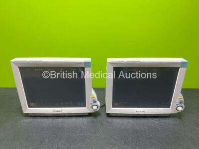 2 x Philips IntelliVue MP70 Patient Monitors (Both Power Up)