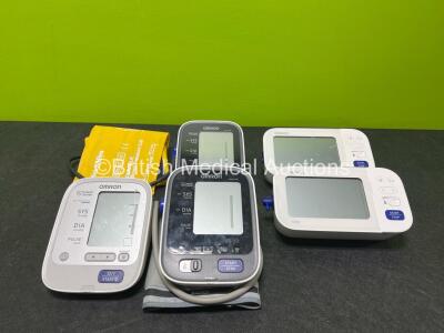 Job Lot Including 2 x Omron IntelliSense Patient Monitors, 1 x Omron M6 Patient Monitor, 2 x Omron M6 AC ME Patient Monitors with BP Cuffs