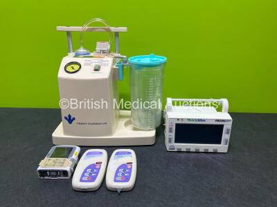 Mixed Lot Including 1 x Welch Allyn ProPaq Encore Patient Monitor, 1 x Therapy Equipment Suction Unit, 1 x Smiths Medical CADD - Solis Ambulatory Infusion Pump, 2 x Graseby MR10 Respiration Monitors