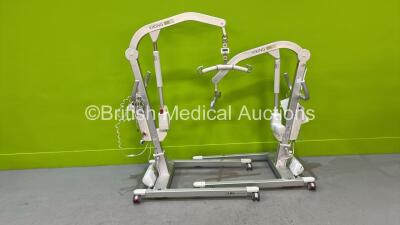 2 x Liko Viking M Patient Hoists with Batteries (Both Power Up, 1 x Damaged Casing - See Photo)