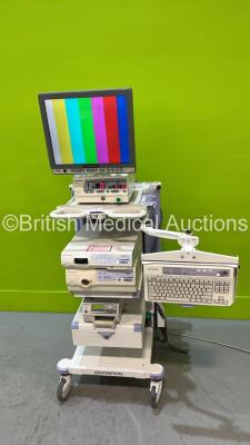 Olympus Stack System with Olympus OEV191H Monitor, OLympus OES UHI-3 Insufflator, Olympus Evis Exera II CLV-180 Light Source, Olympus Evis Exera II CV-180 Camera Control Unit and Sony UP-21MD Colour Video Printer (Powers Up) *7722569 / E000895 / 7771529 /