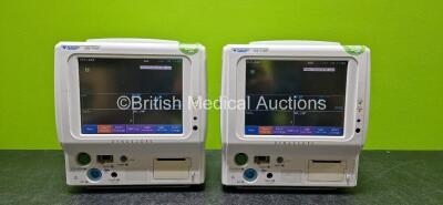 2 x Fukuda Denshi Dynascope DS-7100 Vital Signs Monitors with ECG/Resp, BP, SpO2, Temp, NIBP and Printer Options (Both Power Up)