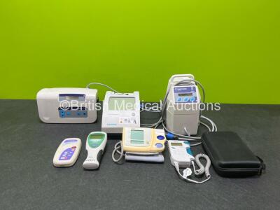 Mixed Lot Including 1 x Inditherm Medical Alpha Mattress Pump, 1 x Omron M5-1 Patient Monitor, 1 x Edan Ultrasonic Pocket Doppler, 1 x Siemens Clinitek Status + Unit, 1 x Graseby MR10 Neonatal Respiration Monitor, 1 x Welch Allyn Suretemp Plus Thermometer