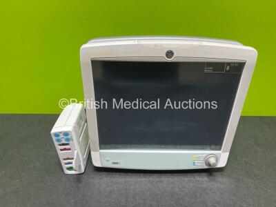 GE Carescape B650 Touch Screen Patient Monitor (Powers Up) with GE E-PSMP-01 Module Including ECG, SpO2, T1-T2, P1-P2 and NIBP Options and 1 x Li-ion Battery *SN SEW12048965HA / 8006001*