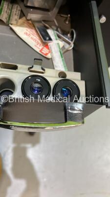 Haag Streit Bern SL 900 Slit Lamp with 2 x 10x Eyepieces, 2 x 12,5x Eyepieces and Chin Rest on Motorized Table (Powers Up with Good Bulb - Wheel Damaged - See Pictures) *S/N 900.1.1646965* - 8