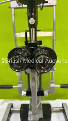 Haag Streit Bern SL 900 Slit Lamp with 2 x 10x Eyepieces and Chin Rest on Motorized Table (Powers Up with Good Bulb - Wheel Damaged - See Pictures) *S/N U90048692* - 4