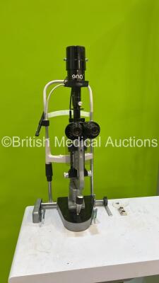 TopCon IS-600 II Ophthalmic Workstation with Chair and Control Panel and Haag Streit Bern SL900 Slit Lamp with Binoculars, 2 x 10x Eyepieces and Chin Rest (Not Able to Power Test) - 3