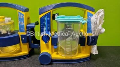 Job Lot Including 3 x Laerdal LSU Suction Units Including 3 x Batteries with 3 x Suction Cups (All Power Up and 1 x Damaged Casing - See Photo) *SN 78320963001 / 78361189132 / 78261469290*. - 5