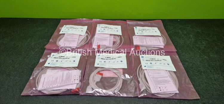 6 x GE Invasive Blood Pressure Cables Ref 2104107-001 (Like New in Packaging)