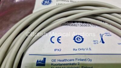 6 x GE Invasive Blood Pressure Cables Ref 2104107-001 (Like New in Packaging) - 8