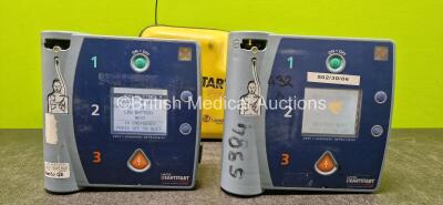 Job Lot Including 2 x Laerdal Heartstart FR2+ Defibrillators with 2 x LiMnO2 Battery *Both Flat* and 1 x 3 Lead ECG Lead in Case (Both Power Up with Stock Battery - Stock Battery Not Included) - 5