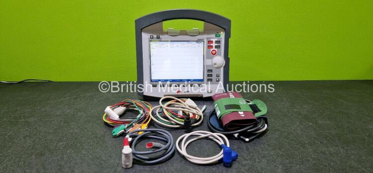 GS Corpuls3 Slim Defibrillator Ref : 04301 (Powers Up) with Corpuls Patient Box Ref : 04200 (Powers Up) with Pacer, Oximetry, ECG-D, ECG-M, CO2, CPR, NIBP and Printer Options with 4 and 6 Lead ECG Leads, CPR Cable, Hose with Cuffs, SpO2 Cable, 3 x Li-ion