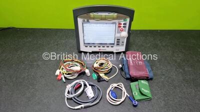 GS Corpuls3 Slim Defibrillator Ref : 04301 (Powers Up) with Corpuls Patient Box Ref : 04200 (Powers Up) with Pacer, Oximetry, ECG-D, ECG-M, CO2, CPR, NIBP and Printer Options with 4 and 6 Lead ECG Leads, CPR Cable, Hose with Cuff, SpO2 Cable, 3 x Li-ion B - 2