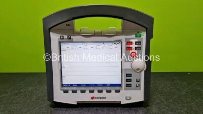 GS Corpuls3 Slim Defibrillator Ref : 04301 (Powers Up) with Corpuls Patient Box Ref : 04200 (Powers Up) with Pacer, Oximetry, ECG-D, ECG-M, CO2, CPR, NIBP and Printer Options with 4 and 6 Lead ECG Leads, CPR Cable, Hose with Cuff, SpO2 Cable, 3 x Li-ion B - 4