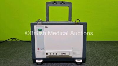 GS Corpuls3 Slim Defibrillator Ref : 04301 (Powers Up) with Corpuls Patient Box Ref : 04200 (Powers Up) with Pacer, Oximetry, ECG-D, ECG-M, CO2, CPR, NIBP and Printer Options with 4 and 6 Lead ECG Leads, CPR Cable, Hose with Cuff, SpO2 Cable, 3 x Li-ion B - 7