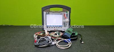 GS Corpuls3 Slim Defibrillator Ref : 04301 (Powers Up) with Corpuls Patient Box Ref : 04200 (Powers Up) with Pacer, Oximetry, ECG-D, ECG-M, CO2, CPR, NIBP and Printer Options with 4 and 6 Lead ECG Leads, CPR Cable, Hose with Cuff, SpO2 Cable, 3 x Li-ion B