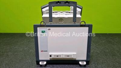 GS Corpuls3 Slim Defibrillator Ref : 04301 (Powers Up) with Corpuls Patient Box Ref : 04200 (Powers Up) with Pacer, Oximetry, ECG-D, ECG-M, CO2, CPR, NIBP and Printer Options with 4 and 6 Lead ECG Leads, CPR Cable, Hose with Cuff, SpO2 Cable, 3 x Li-ion B - 8