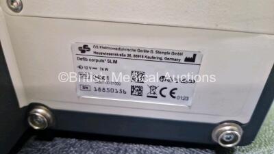 GS Corpuls3 Slim Defibrillator Ref : 04301 (Powers Up) with Corpuls Patient Box Ref : 04200 (Powers Up) with Pacer, Oximetry, ECG-D, ECG-M, CO2, CPR, NIBP and Printer Options with 4 and 6 Lead ECG Leads, Hose with Cuff, SpO2 Cable, 3 x Li-ion Batteries *A - 14