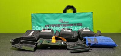 Job Lot Including 1 x MedSource Extrication Device Bag, 3 x Lifepak Pouches with 1 x Bracket, 1 x Unknown Pouch and 1 x Prometheus Traction Splint