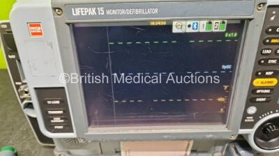 Physio-Control Lifepak 15 12-Lead Monitor / Defibrillator *Mfd 2009* Ref - 99577-000025, P/N - V15-2-000030, Software Version - 3306808-007 Including Pacer, Auxiliary Power,CO2, SpO2, NIBP, ECG and Printer Options, 4 and 6 Lead ECG Lead, SPO2 Finger Senso - 2