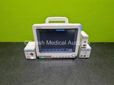 Mindray BeneView T5 Patient Monitor with Printer Option (Powers Up) with Mindray CO2 Gas Module, Mindray MPM Module Including ECG, SpO2, NIBP, T1 and T2 Options and Mindray IBP Module Including IBP1/IBP2 Options