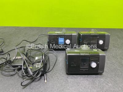 3 x ResMed Airsense 10 Autoset CPAPS (All Power Up) with 2 x Power Supplies *SN 23191527769 / 23222318007 / 23233743313*