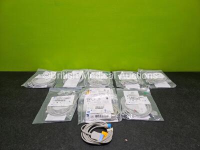 Job Lot Including 7 x GE 2163899-004 5 Lead ECG Leads and 3 x GE TS-G3 SpO2 Cables (All Like New In Packaging)