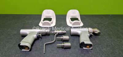 Job Lot Including 1 x deSoutter Medical Orthodrive Sagittal Saw Handpiece Ref DBK-701 and 1 x deSoutter Medical Orthodrive Rotary Ref MBQ-700 Handpiece with 3 x Attachments Including Wire/Pin Driver Ref 17240, Zimmer Ref 15460 and Large AO/Synthes Ref 154