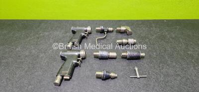 Job Lot Including 2 x deSoutter Medical MPX-500 Multidrive Handpieces with 6 x Attachments Including SX-500 Sagittal Saw, DX-500 Drill, RX-500 Standard Reamer, CX-500 Recip Saw, DX-600 Drill and WX-500 Wire Driver and 1 x Chuck Key