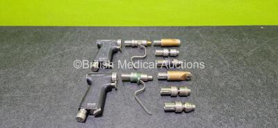 Job Lot Including 2 x deSoutter Medical MPZ-400 Multidrive Handpieces with 2 x WZ-400 Wire Driver, 2 x SZ-400 Sagittal Saw, 2 x DZ-450 Drill, 2 x DZ-400 Drill and 1 x Jacobs Key