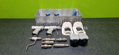 Job Lot Including 1 x deSoutter Medical Orthodrive Sagittal Saw Handpiece Ref DBK-701 and 1 x deSoutter Medical Orthodrive Rotary Ref MBX-670 Handpiece with 6 x Attachments Including WX-600 Wire Driver, HX-600 High Torque AO Reamer, DX-600 AO Drill, DX-60