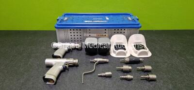 Job Lot Including 1 x deSoutter Medical Orthodrive Sagittal Saw Handpiece Ref DBK-701 and 1 x deSoutter Medical Orthodrive Rotary Ref MBQ-700 Handpiece with 1 x WQ-710 Wire/Pin Driver, 1 x CQ-700 Recip Saw, 1 x Large AO/Synthes Ref 15490, 1 x Zimmer Ref 1